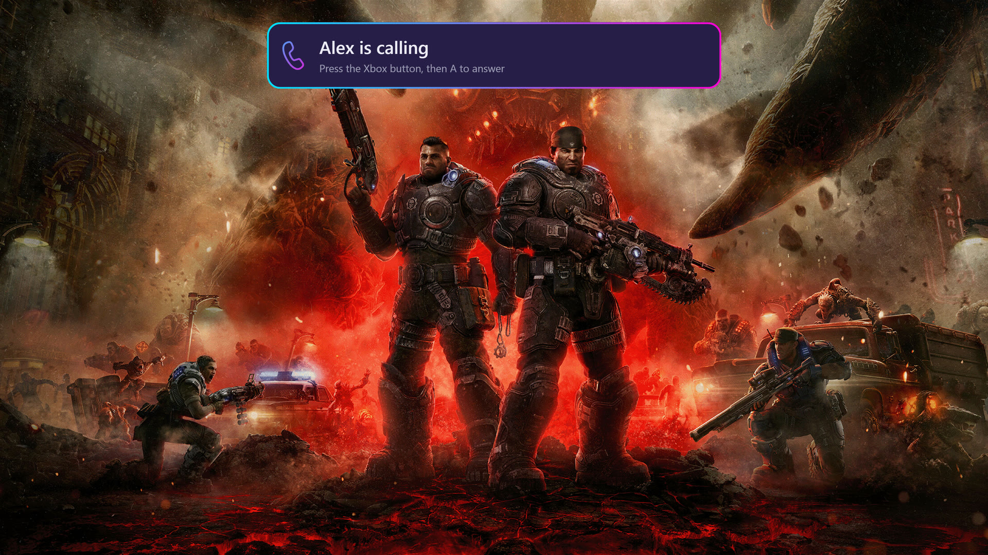 An incoming Discord call banner over a game